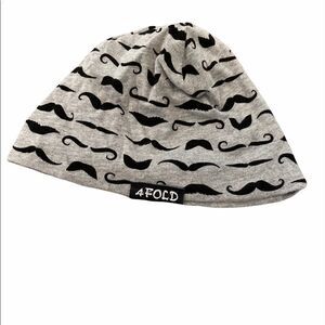 BABIES NWOT 4 FOLD Grey Moustache Print Beanie